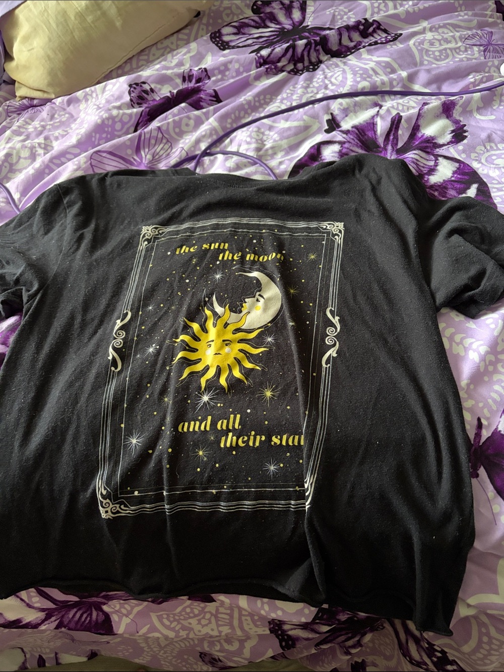 Awake Black Tee with Yellow and White Moon Graphic